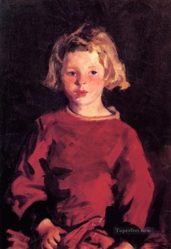Henri Robert Painting - Bridget in Red portrait Ashcan School Robert Henri